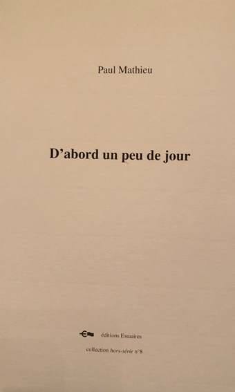 D’abord un peu de jour